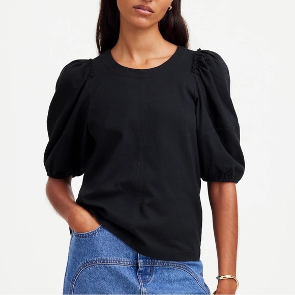 Madewell Black Puff Sleeve Blouse XXS - Picture 1 of 8